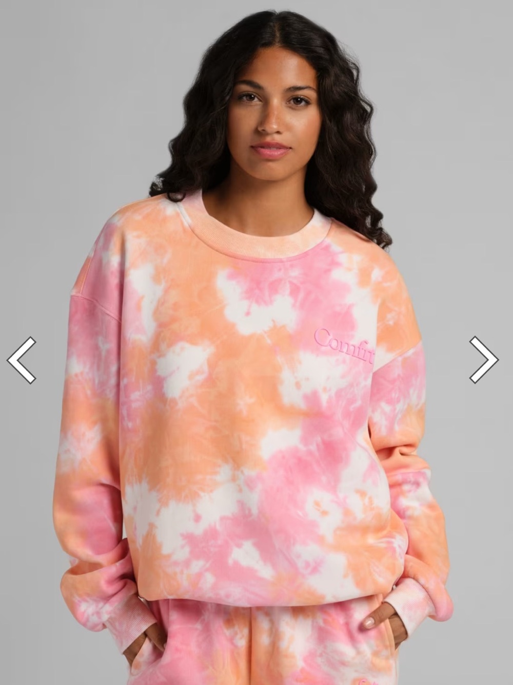COMFRT MINIMALIST Tie-Dye Crewneck Sweatshirt - Pink & Peach